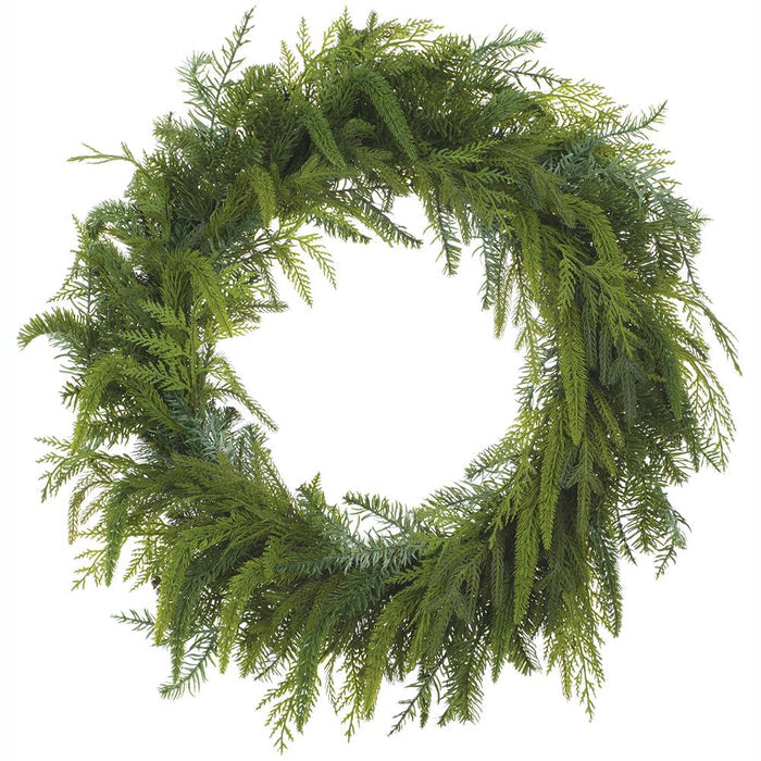25" Shelter Belt Real Touch Mixed Cedar Wreath