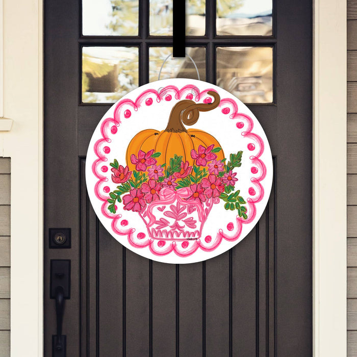 Baxter & Me - Pretty Pink Scallop Pumpkin Door Hanger