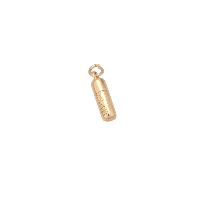 Gold chill pill charm for jewelry gift from Magnolias Home Decor