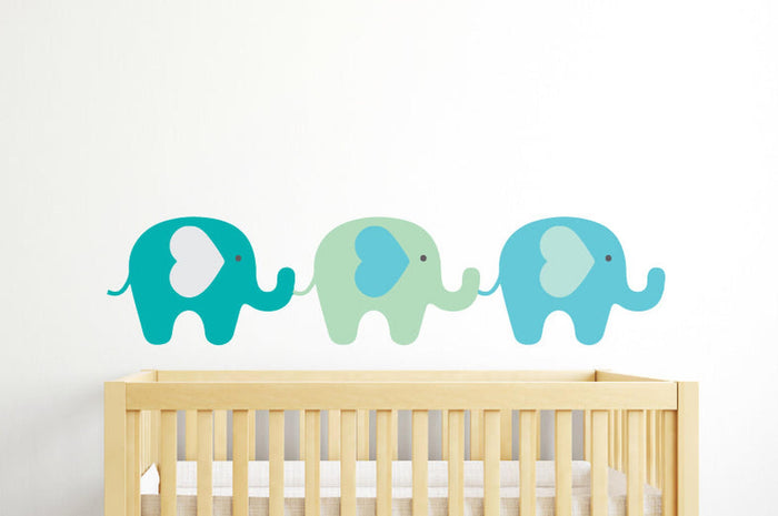 Boys Wall Decals Elephants Blue, Nursery Wall Stickers, Nursery Decor & Accessories | Pippa + June