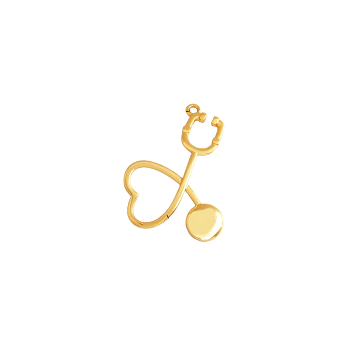 Gold heart stethoscope charm for jewelry gift from Magnolias Home Decor