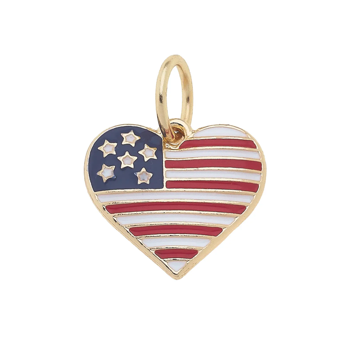Red white blue I Heart America enamel charm for jewelry gift from Magnolias Home Decor