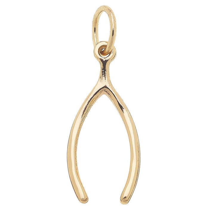 Gold lucky wishbone charm for jewelry gift from Magnolias Home Decor