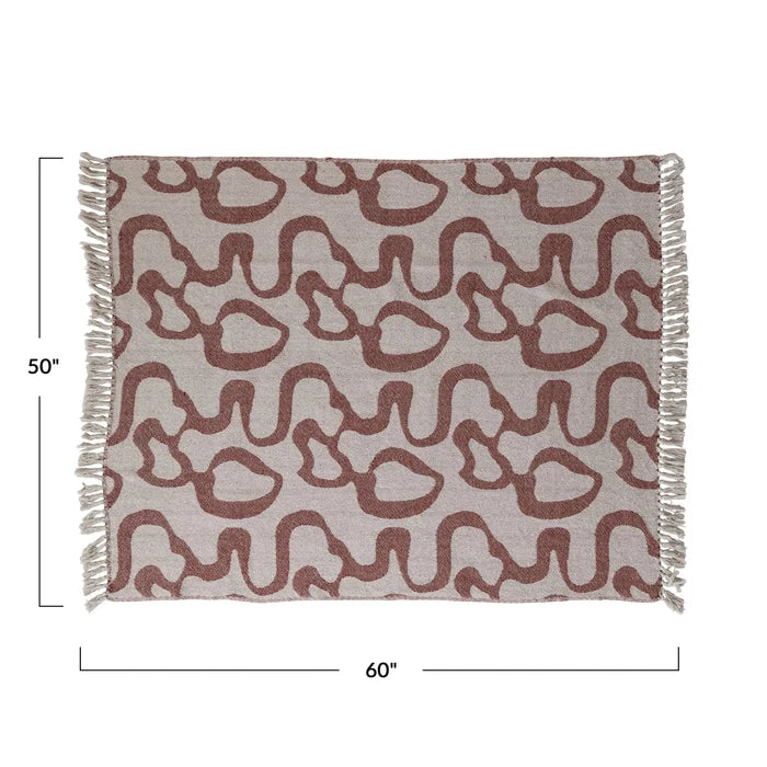 Mauve Abstract Jacquard Throw Blanket
