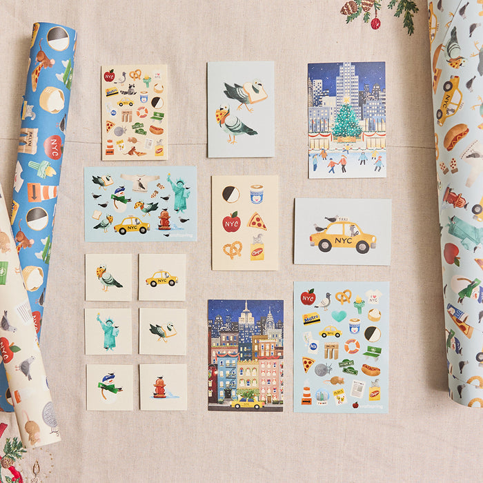 NYC Pigeons Wrapping Paper Sheets - Set of 4