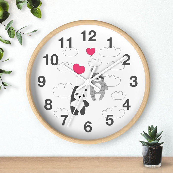 Panda Sloth Wall Clock, Kids Wall Clock, Neutral Unisex Bedroom Decor, Nursery Wall Clock, Childrens Wall Clock, Kids Wall Clock