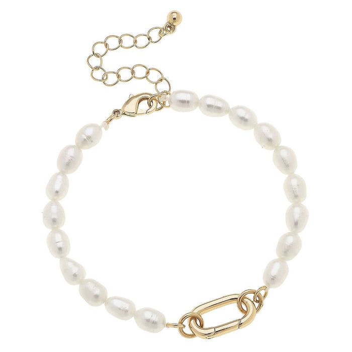 Ivory freshwater pearl Piper charm bracelet base for jewelry gift from Magnolias Home Decor