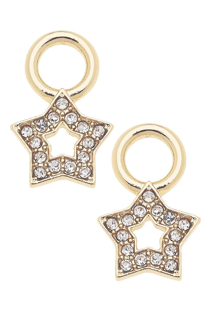Gold pave open star huggie charm for jewelry gift from Magnolias Home Decor