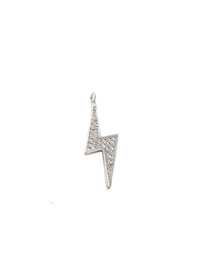 Silver lightning bolt CZ charm for jewelry gift from Magnolias Home Decor