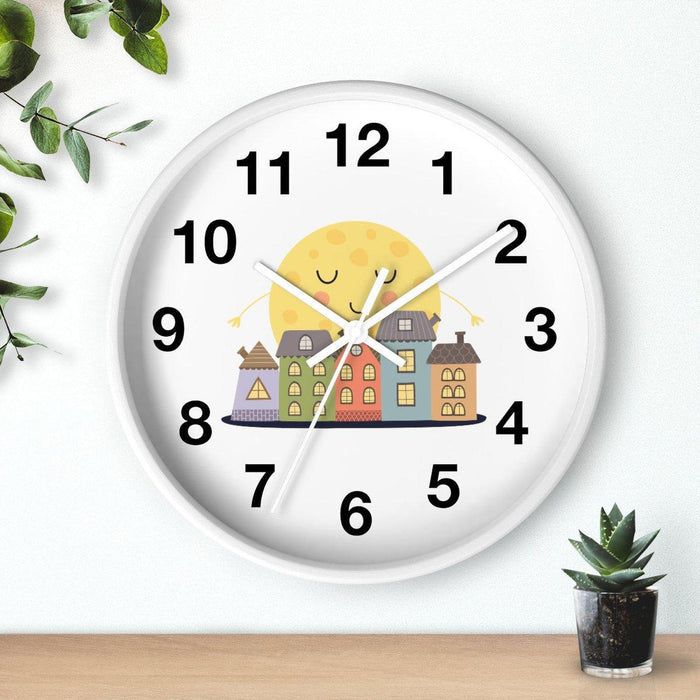 Kids Wall Clock Sleeping City Gender Neutral, Large Clock Silent No Ticking, Nursery Wall Clock, Childrens Wall Clock, Kids Bedroom Wall Decor, Nursery Wall Decor, Made in the USA | Pippa + June