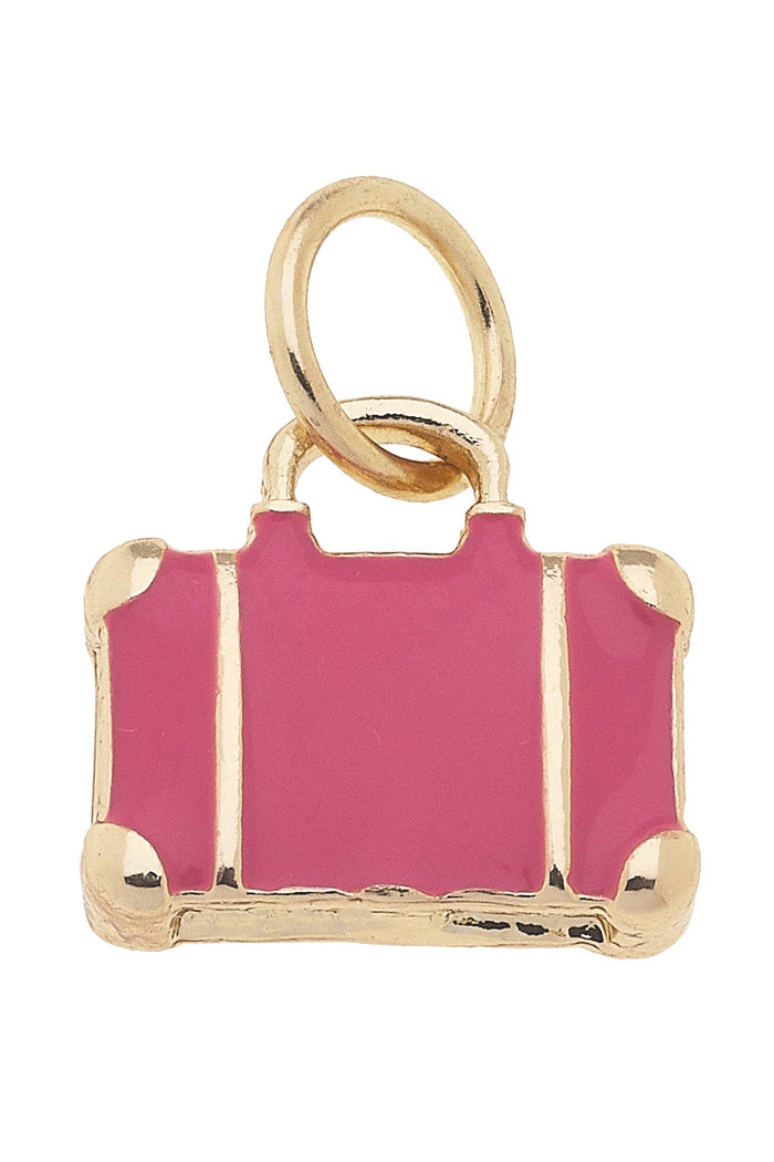 Fuchsia suitcase enamel charm for jewelry gift from Magnolias Home Decor