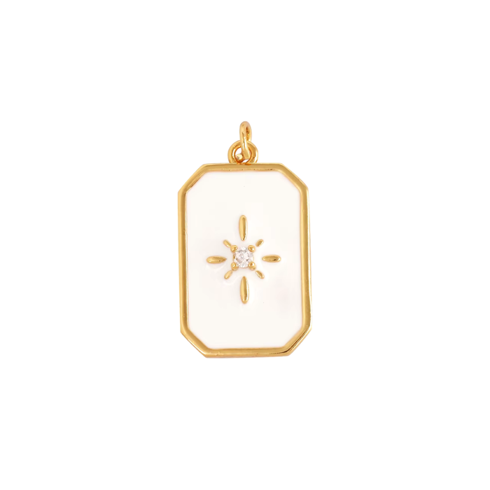 Gold white radiance sunburst enamel charm for jewelry gift from Magnolias Home Decor
