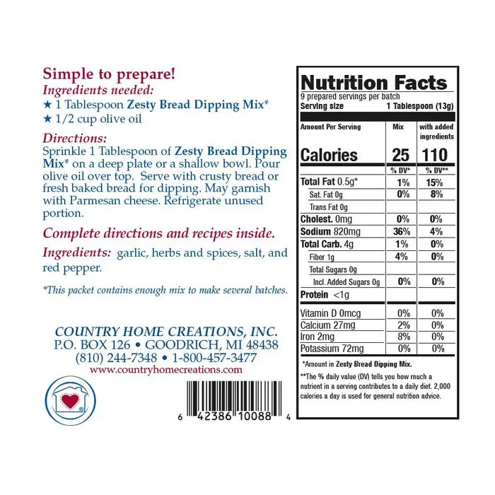Zesty Bread Dipping Mix