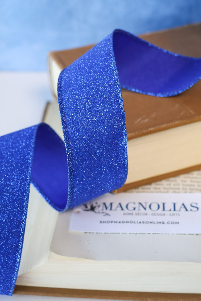 1.5" Royal Blue Glitter Ribbon Bolt
