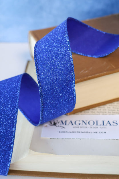 1.5" Royal Blue Glitter Ribbon Bolt