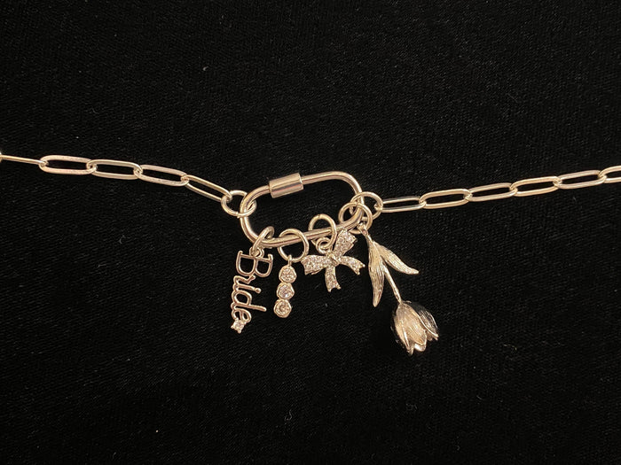 Silver Ashley necklace with carabiner 16 inch for jewelry gift from Magnolias Home Decor