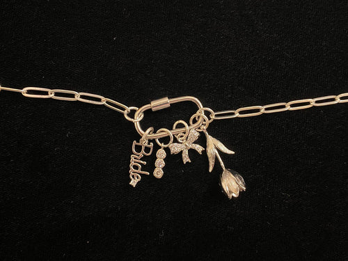 Silver Ashley necklace with carabiner 16 inch for jewelry gift from Magnolias Home Decor