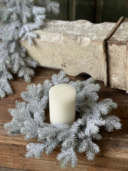 16” Snowy Sitka Candle Ring