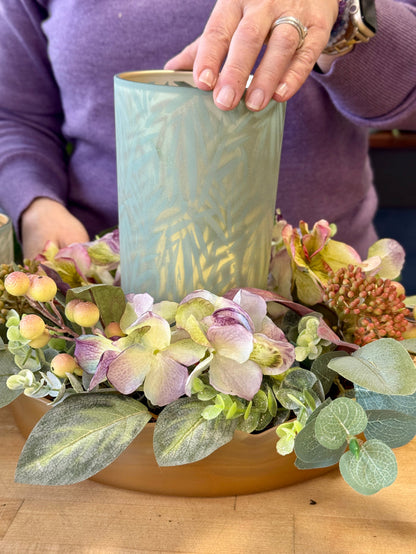 18" Hydrangea Succulent Candle Ring