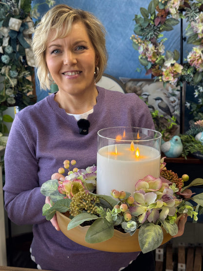18" Hydrangea Succulent Candle Ring