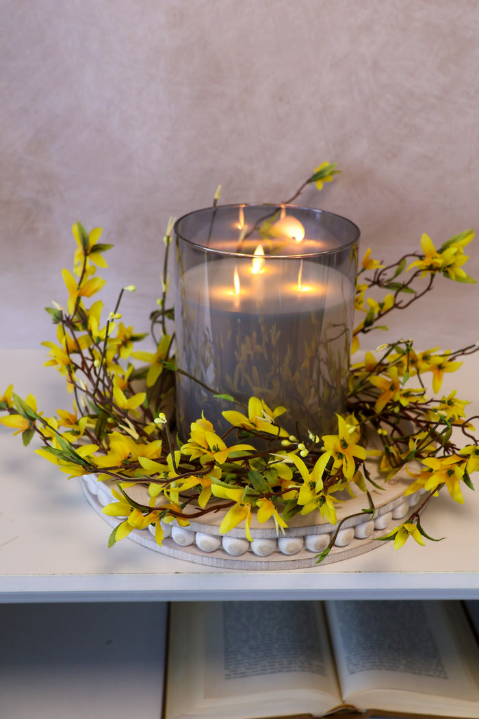 19" Yellow Forsythia Candle Ring