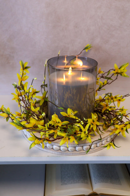 19" Yellow Forsythia Candle Ring