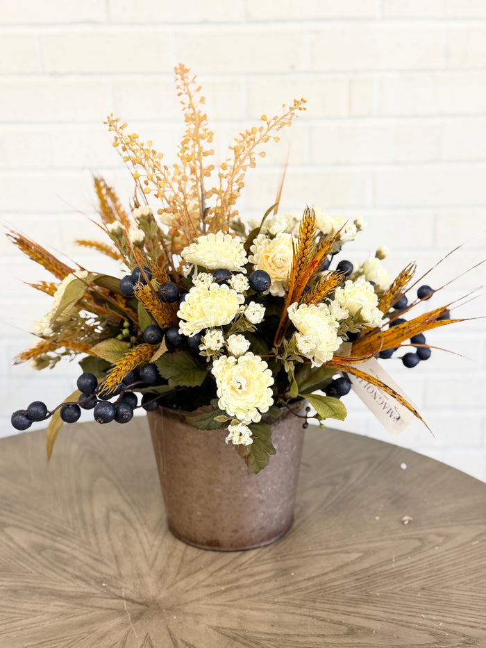 Silk floral mixed delicate fall step sitter 20 inch handmade outdoor safe for farmhouse traditional fall home decor from Magnolias Home Decor
