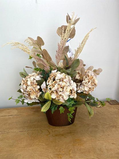 Silk floral mixed autumn abundance porch sitter 25 inch handmade for farmhouse traditional fall home decor from Magnolias Home Decor