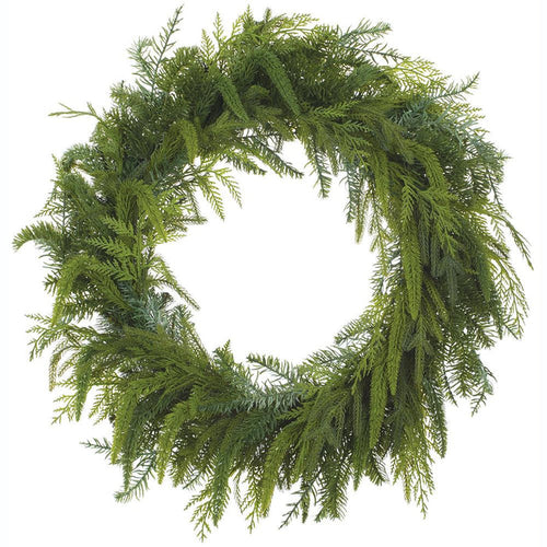 25" Shelter Belt Real Touch Mixed Cedar Wreath