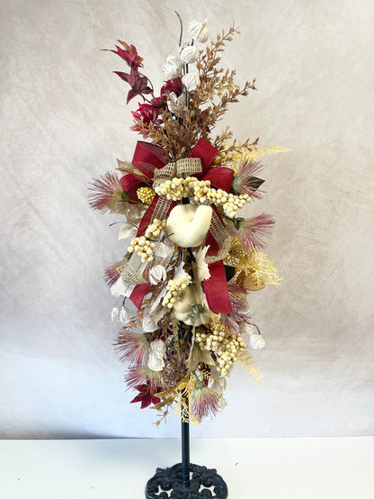 Silk floral orange rust warm fall wishes swag 28 inch handmade outdoor safe for farmhouse traditional fall home decor from Magnolias Home Decor
