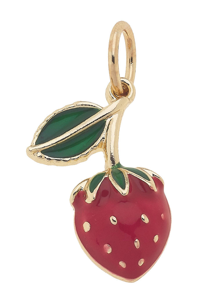 Red green 3D strawberry charm for jewelry gift from Magnolias Home Decor