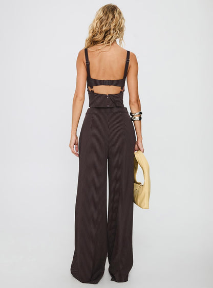 Briana Set Chocolate Pinstripe