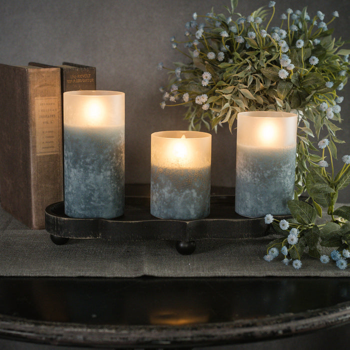 6" Blue Frosted Glass 3D Flame Candle