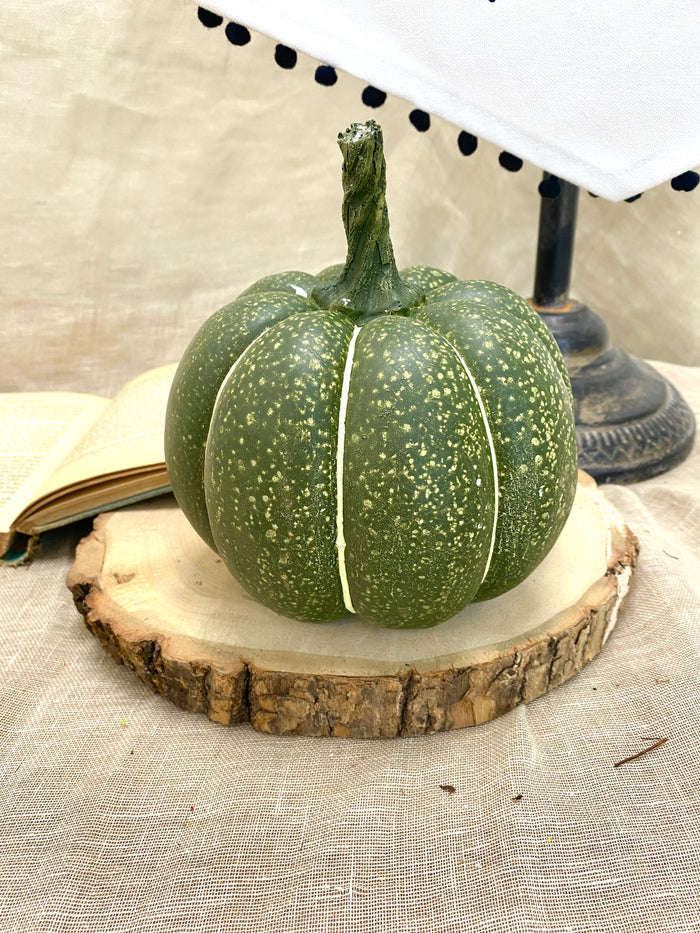 Ceramic green spotted pumpkin 6 inch for farmhouse transitional fall home decor from Magnolias Home Decor