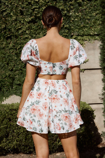 You're So Magic Cut-Out Mini Dress Floral Peach