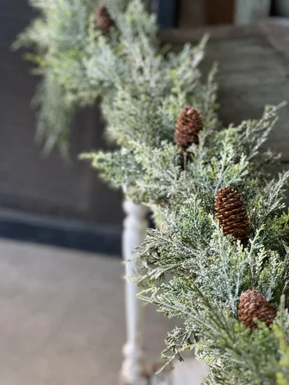 70" Silver Thread Cedar Garland