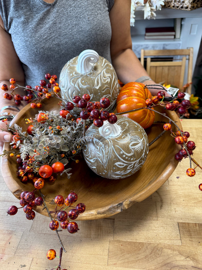 8" Resin Carved Pumpkin