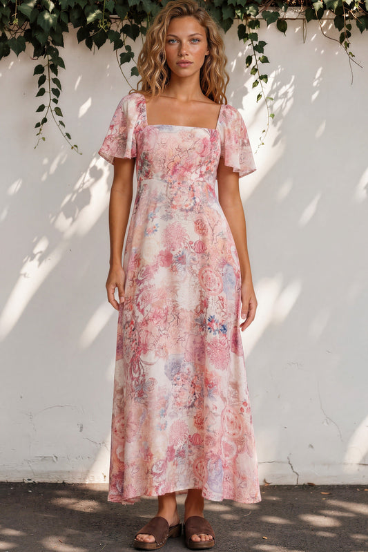 Ashby Maxi Dress - On or Off Shoulder A-Line Dress with Pockets in Alani Print