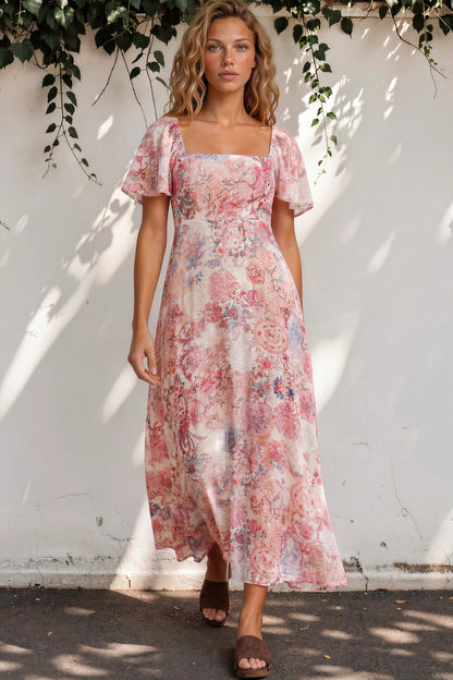 Ashby Maxi Dress - On or Off Shoulder A-Line Dress with Pockets in Alani Print