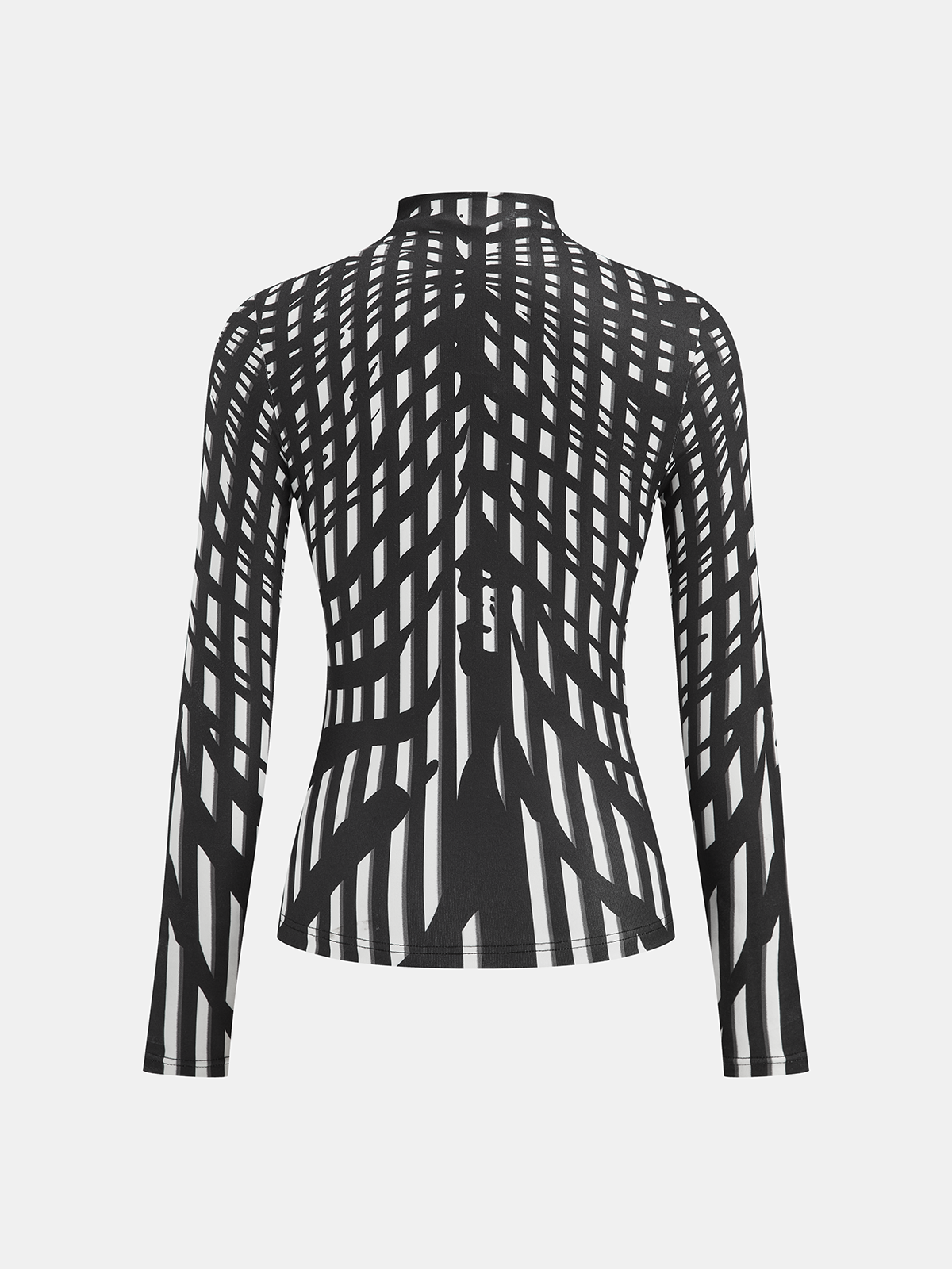 Geometric Print Mock Neck Long-Sleeve Top