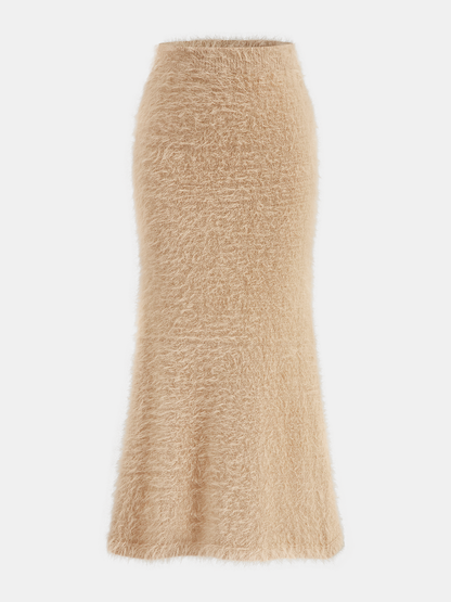 Mohair Knit Cardigan and Mermaid Skirt Set