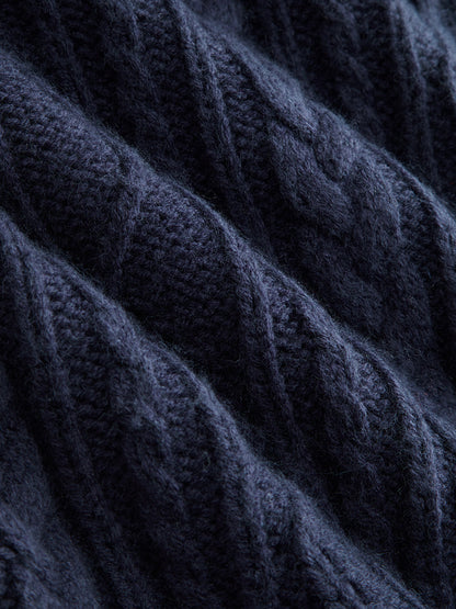 Wool-Blend Cable-Knit Waist-Defined Sweater