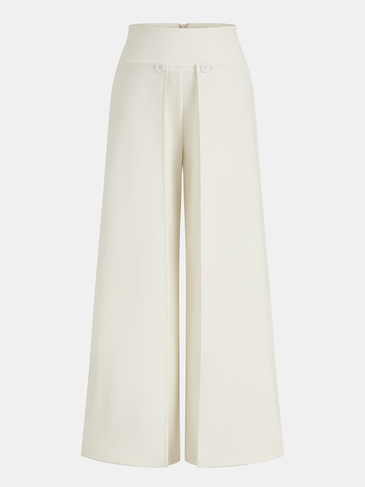 Overlap Detail Mid-Waist Pants