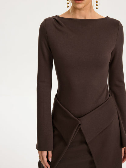 2 in 1 Wrap Long-Sleeve Mini Dress