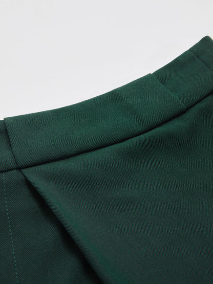 Mid Waist Belted Pleated Wide Leg Pants