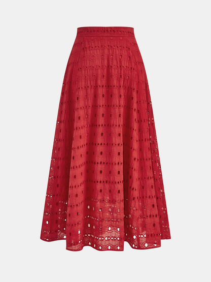 Eyelet Halter Crop Top & Maxi Skirt Set