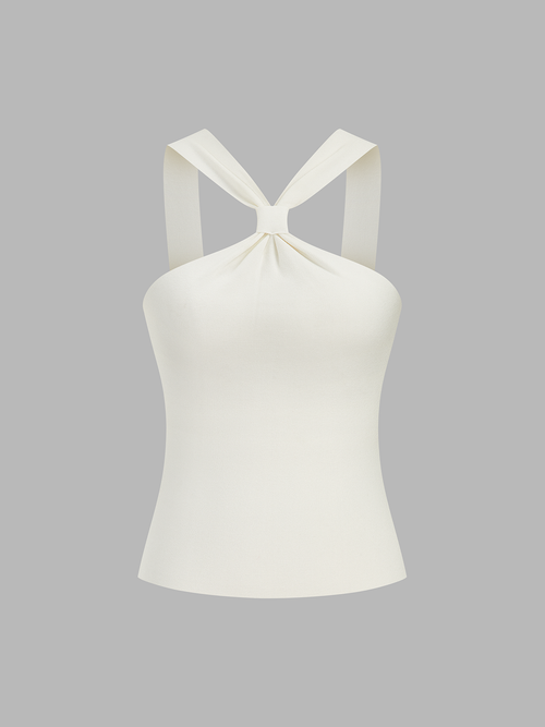 Knot Detail Ribbed Knit Tank Top
