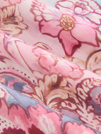 Vintage Floral Cutout Back Tie Maxi Dress