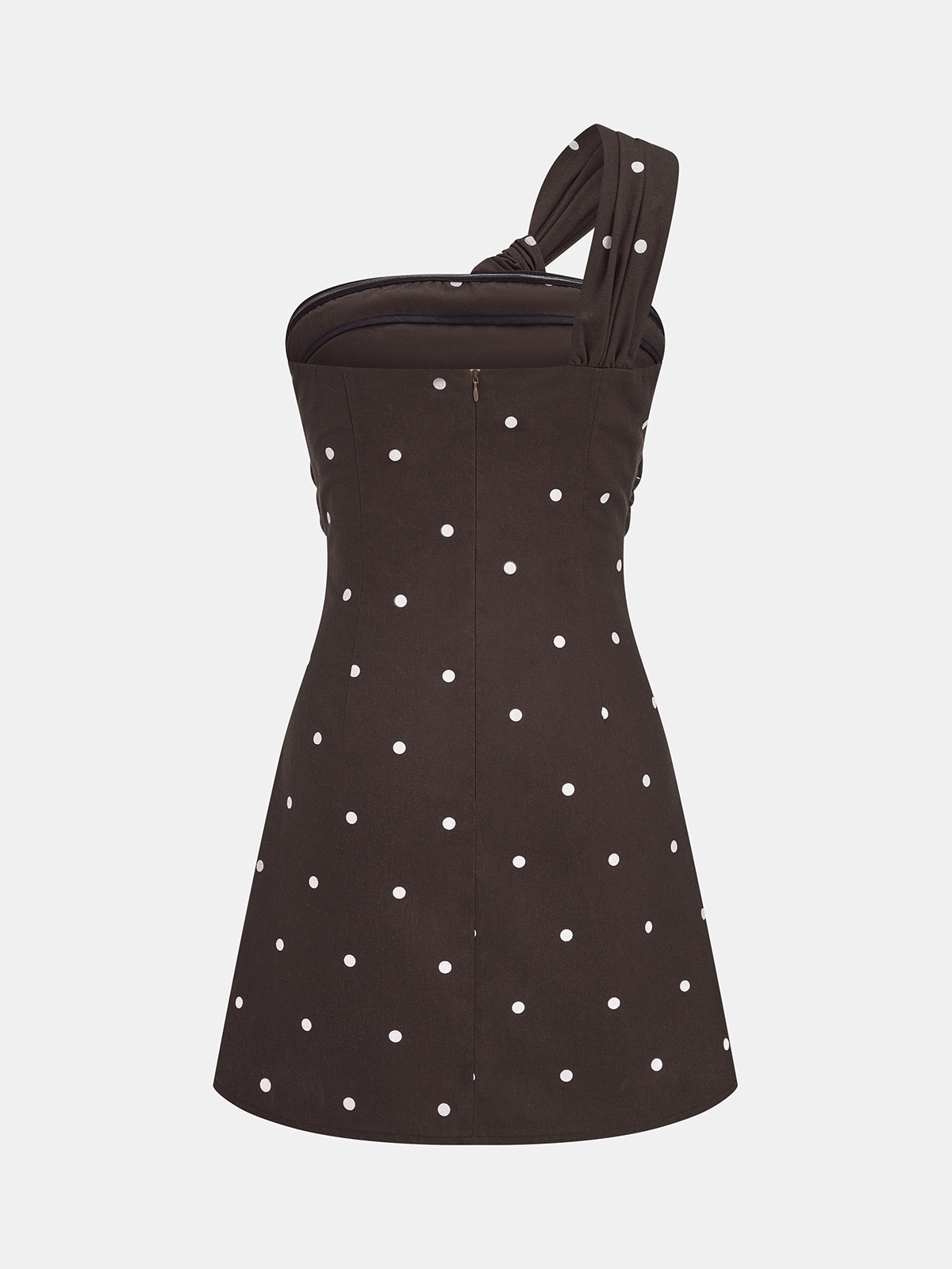 Polka Dot One Shoulder Linen Blend Mini Dress