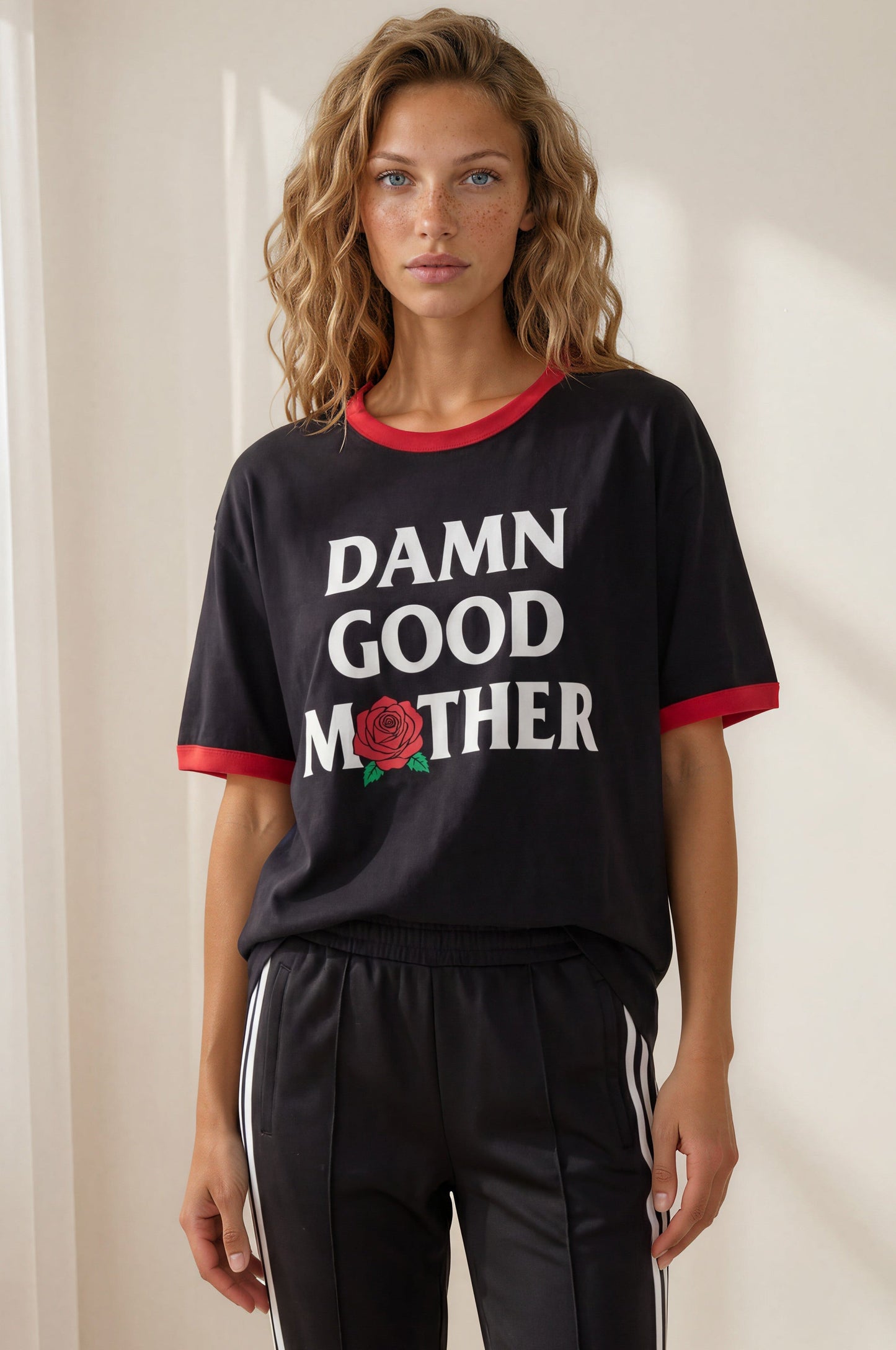 Good Mother Tee - Graphic Print Short Sleeve T-Shirt in Black